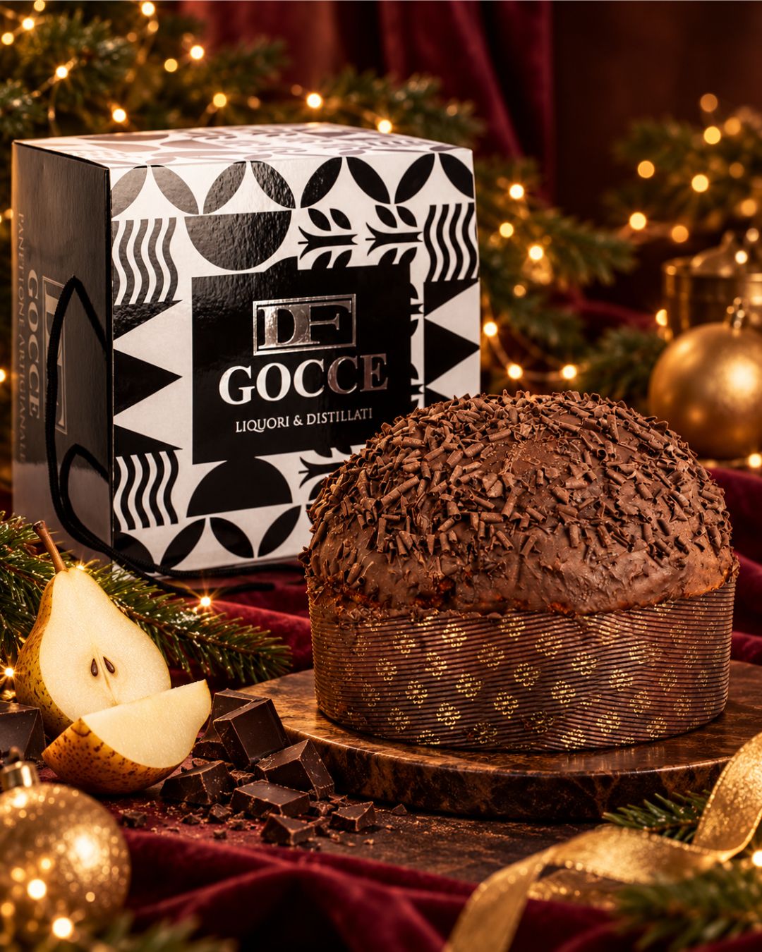 Panettone artigianale da 1 kg Cioccolato, Rum e Pera